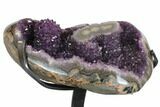 Amethyst Geode With Metal Stand - Uruguay #147934-2